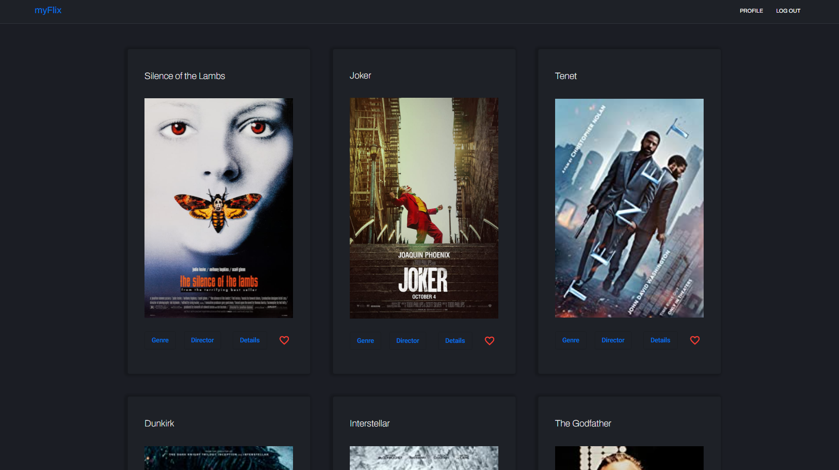 Screenshot of Angular Movie App.