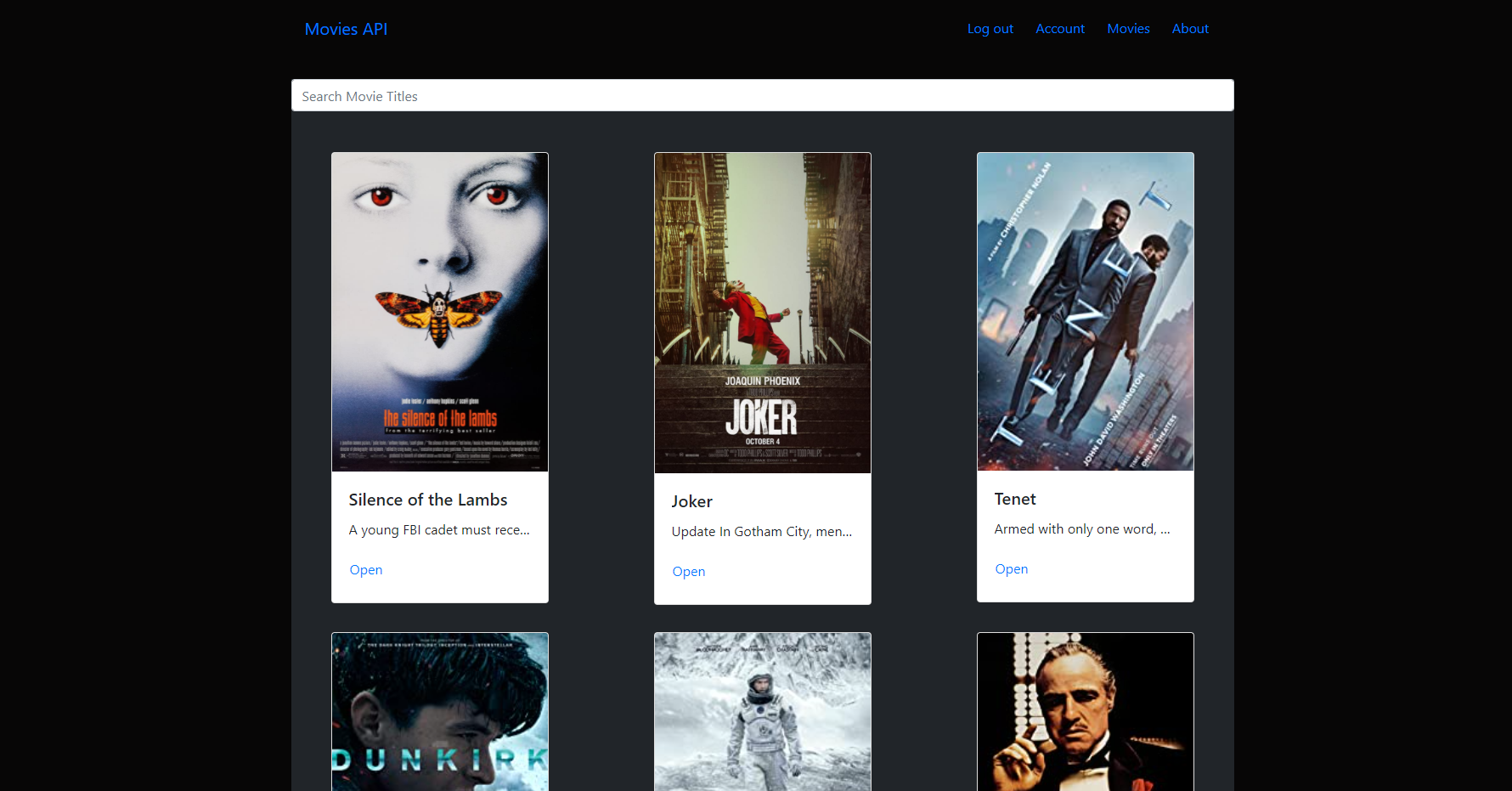 Screenshot of React Movie App.